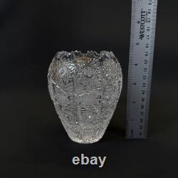 Czech Bohemian Queen Lace Cut Crystal Glass Vase Hand Cut Vintage Decor 4,5