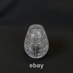 Czech Bohemian Queen Lace Cut Crystal Glass Vase Hand Cut Vintage Decor 4,5