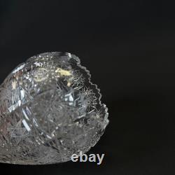 Czech Bohemian Queen Lace Cut Crystal Glass Vase Hand Cut Vintage Decor 4,5