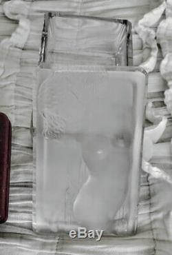 Czech Curt Schlevogt 30's Art Deco Cut Glass Frosted Nude Lady Jewelry Case-Box