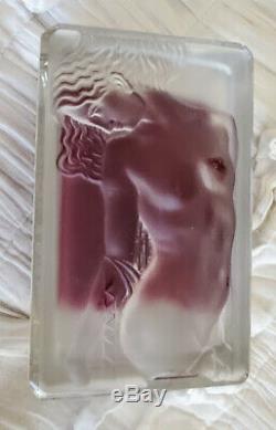 Czech Curt Schlevogt 30's Art Deco Cut Glass Frosted Nude Lady Jewelry Case-Box