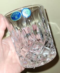 Czech Republic Bohemia Cut 24% Lead Crystal Whiskey/Bourbon GlassesSET of 4NEW