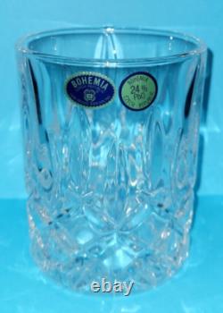 Czech Republic Bohemia Cut 24% Lead Crystal Whiskey/Bourbon GlassesSET of 4NEW