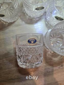Czech Republic Bohemia Cut 24% Lead Crystal Whiskey/Bourbon GlassesSET of 6NEW