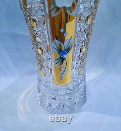 Czech bohemia crystal glass Cut crystal vase 25cm/10 decorated gold II
