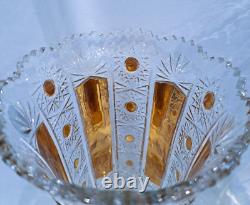 Czech bohemia crystal glass Cut crystal vase 25cm/10 decorated gold and enam