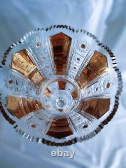 Czech bohemia crystal glass Cut crystal vase 36cm/14 decorated gold and ename