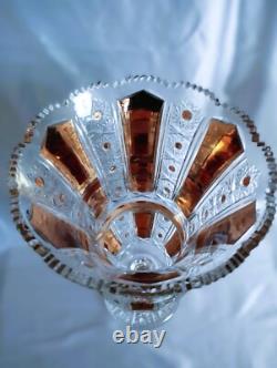 Czech bohemia crystal glass Cut crystal vase 36cm/14 decorated gold and ename