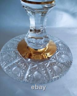 Czech bohemia crystal glass Cut crystal vase 36cm/14 decorated gold and ename