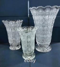 Czech bohemia crystal glass -Cut vase 21 cm/8in