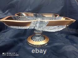 Czech bohemia crystal glass Luxury cut bowl windmil 33cm/13 decorated gold