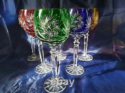 Czech bohemia cut crystal glass Wine glasses 23cm multicolor 6pc