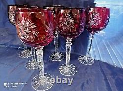 Czech bohemia cut crystal glass Wine glasses 23cm red color 6pc