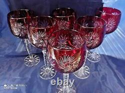 Czech bohemia cut crystal glass Wine glasses 23cm red color 6pc