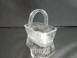 DAZZLING! 8 Cut Crystal BASKET Antique ABP Rectangular ETCHED Vintage