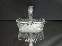 DAZZLING! 8 Cut Crystal BASKET Antique ABP Rectangular ETCHED Vintage