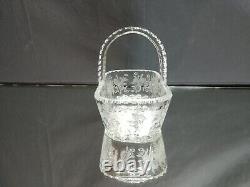 DAZZLING! 8 Cut Crystal BASKET Antique ABP Rectangular ETCHED Vintage