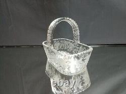 DAZZLING! 8 Cut Crystal BASKET Antique ABP Rectangular ETCHED Vintage