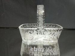 DAZZLING! 8 Cut Crystal BASKET Antique ABP Rectangular ETCHED Vintage