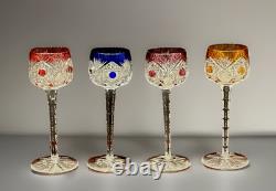 DEFECTIVE Nachtmann Traube Wine Glass Set Of 4 Cut to Clear Crystal Amet G3D