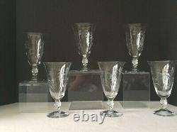 DUNCAN & MILLER Crystal Glasses 6 Pcs LILY Of The VALLEY Ice Tea Water Hand Cut