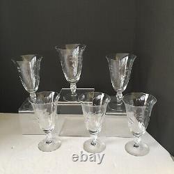 DUNCAN & MILLER Crystal Glasses 6 Pcs LILY Of The VALLEY Ice Tea Water Hand Cut