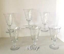 DUNCAN & MILLER Crystal Glasses 6 Pcs LILY Of The VALLEY Ice Tea Water Hand Cut