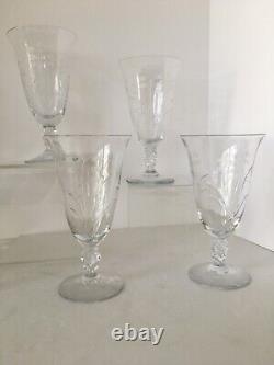 DUNCAN & MILLER Crystal Glasses 6 Pcs LILY Of The VALLEY Ice Tea Water Hand Cut