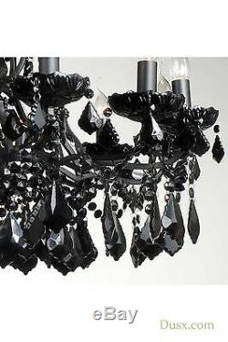 DUSX Vivianne Antique Black Crystal Cut Glass 12 Arm Large Chandelier Light