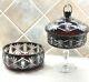 Dark Ruby Red Cut to Clear Crystal Bowl and Candy Dish with Lid made in Poland