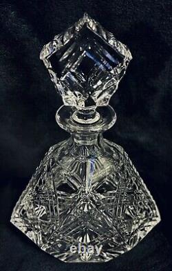 Deep Cut Triangular 24% Lead Crystal Glass Spirits Decanter & Stopper Poland 11
