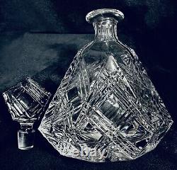 Deep Cut Triangular 24% Lead Crystal Glass Spirits Decanter & Stopper Poland 11