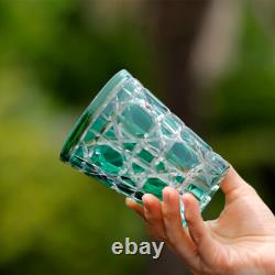 Diamond Cut Cased Crystal Glasses Whiskey Set Juice Drinkware 10oz Cobalt 5PCS