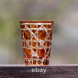 Diamond Cut Cased Crystal Glasses Whiskey Set Juice Drinkware 10oz Cobalt 5PCS