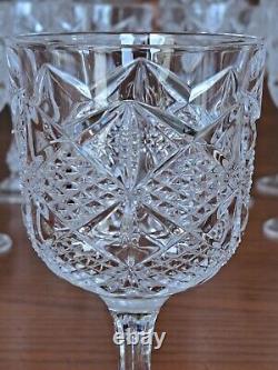 Diamond Cut Depression Crystal Clear Goblet Glassware 31 Pieces Ball Stemmed