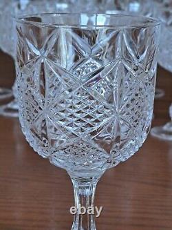 Diamond Cut Depression Crystal Clear Goblet Glassware 31 Pieces Ball Stemmed