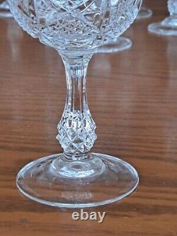 Diamond Cut Depression Crystal Clear Goblet Glassware 31 Pieces Ball Stemmed