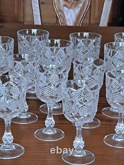 Diamond Cut Depression Crystal Clear Goblet Glassware 31 Pieces Ball Stemmed