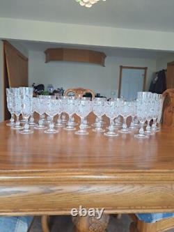 Diamond Cut Depression Crystal Clear Goblet Glassware 31 Pieces Ball Stemmed