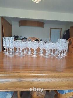 Diamond Cut Depression Crystal Clear Goblet Glassware 31 Pieces Ball Stemmed