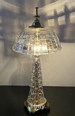Dresden Vintage Art Glass Cut Crystal Table Lamp Mushroom Dome Extremely Rare