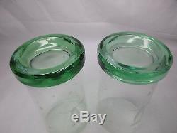 Duncan Miller Set of 8 Owl Cutting Crystal with Green Base Old Fashion Ftd Tumbler