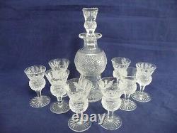 EDINBURGH SCOTLAND THISTLE PATTERN CUT CRYSTAL CORDIAL SET with8 LIQUEUR GLASSES