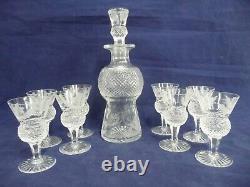 EDINBURGH SCOTLAND THISTLE PATTERN CUT CRYSTAL CORDIAL SET with8 LIQUEUR GLASSES