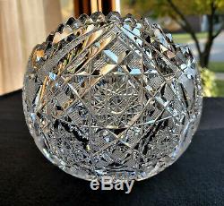 EXQUISITE Vintage Deep Hand Cut Brilliant Glass Crystal OVAL Bowl GORGEOUS