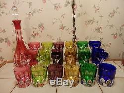 Ebeling & Reuss Crystal Germany Massive Color Cut To Clear Barware Set 25 Pieces