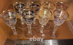 Ebeling & Reuss Marchioness Gold Rim Cut To Clear Crystal Sherry Glass set of 8