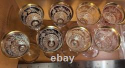 Ebeling & Reuss Marchioness Gold Rim Cut To Clear Crystal Sherry Glass set of 8