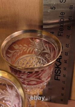 Ebeling & Reuss Marchioness Gold Rim Cut To Clear Crystal Sherry Glass set of 8