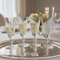 Edinburgh Crystal Star of Edinburgh Signed Champagne Flute Cut Glass Set 4 6.5